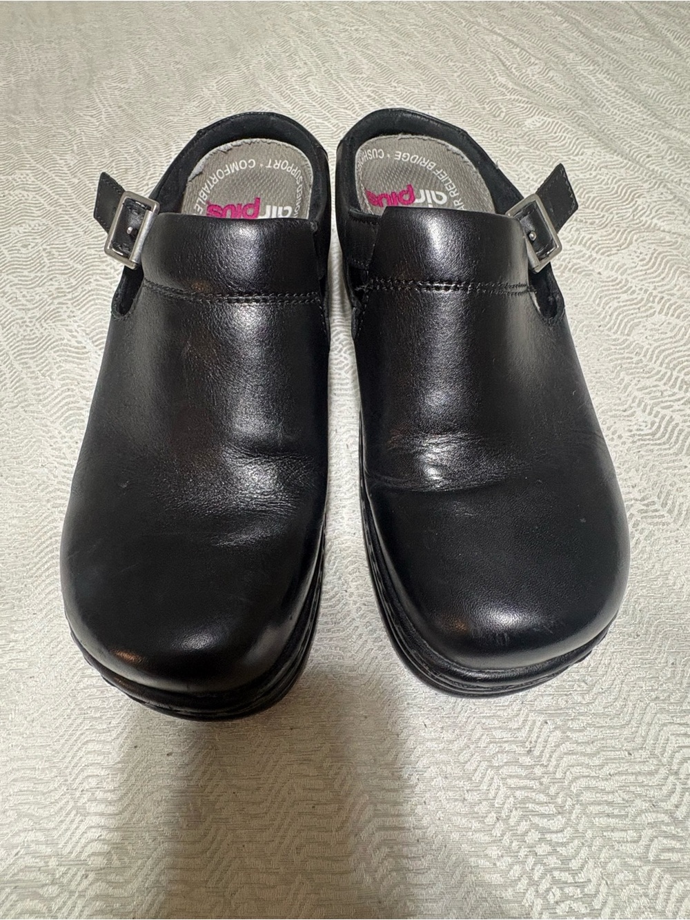 KLOGS Black Slip-On Leather Clogs with Buckle Size 7